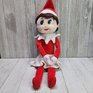 Elf On The Shelf Plushee Girl Doll Plush Brown Hair Blue Eyes 14'' Christmas Toy